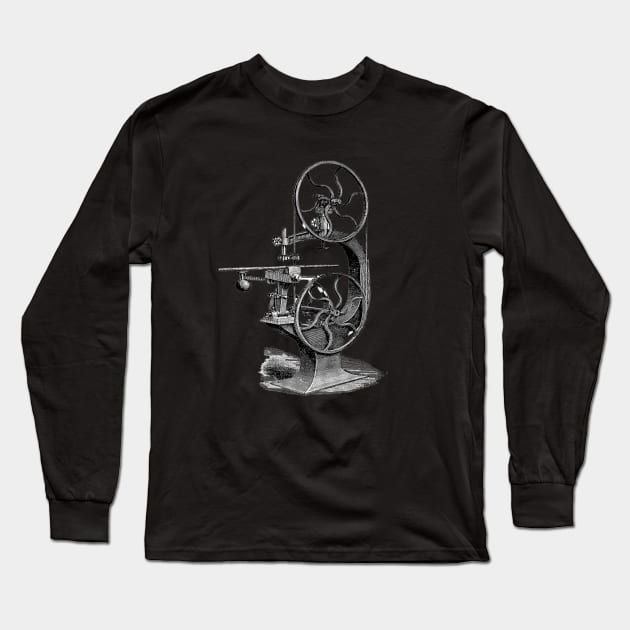 Classic Workshop Band Saw Long Sleeve T-Shirt by MerchByToolemera